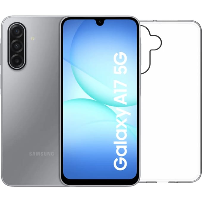 Samsung Galaxy A17 128GB Grijs 5G + BlueBuilt Back Cover Transparant