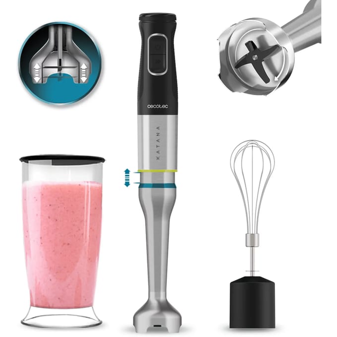 Cecotec 03960 blender Staafmixer 1200 W Zwart, Roestvrijstaal