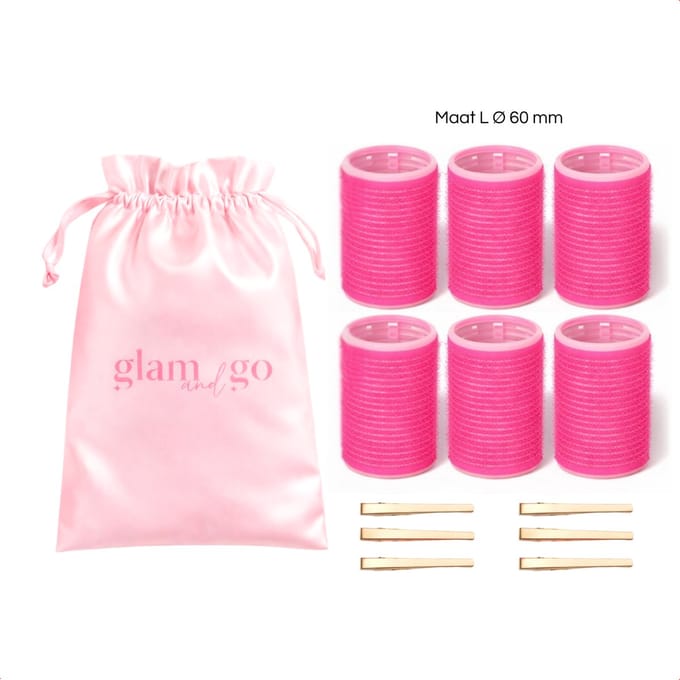 Glam and Go Krulspelden - Haarrollers en haarklemmen - Haar rollers - Kleefrollers- Hair Rollers & Clips - 60 mm