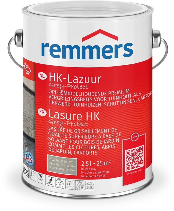 Remmers HK-Lazuur 3in1 [PLUS] - Zilvergrijs - 2.5 liter