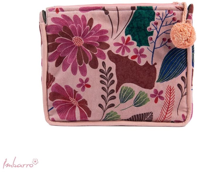 Imbarro- Toilettas - Beautybag - Pouch - Maye - Pink - Velvet - 24x27cm