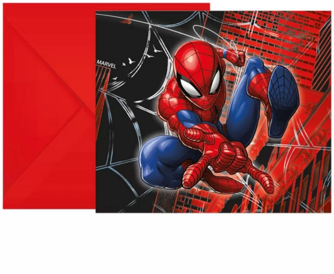 Spider-Man Spiderman World of Web 6 uitnodigingen