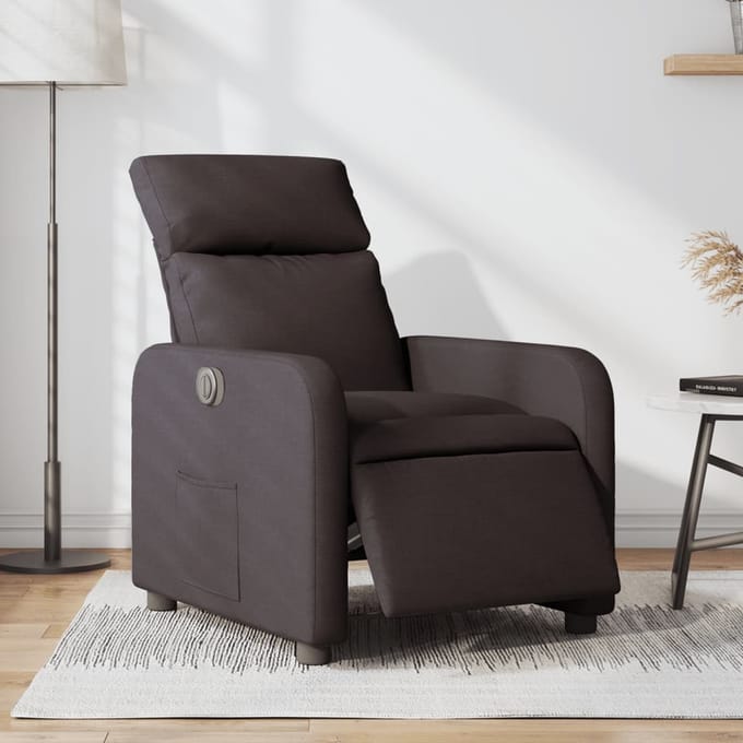vidaXL - Fauteuil - verstelbaar - elektrisch - stof - donkerbruin