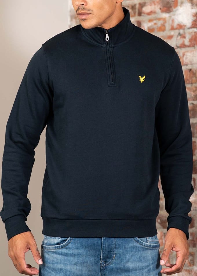 Sweaters Lyle &amp; Scott ML2022V LOOPBACK QUARTER ZIP SWEAT-Z271 DARK NAVY
