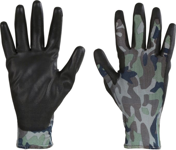 Dunne montagehandschoen Cerva camouflage groen 8/M - 6 paar