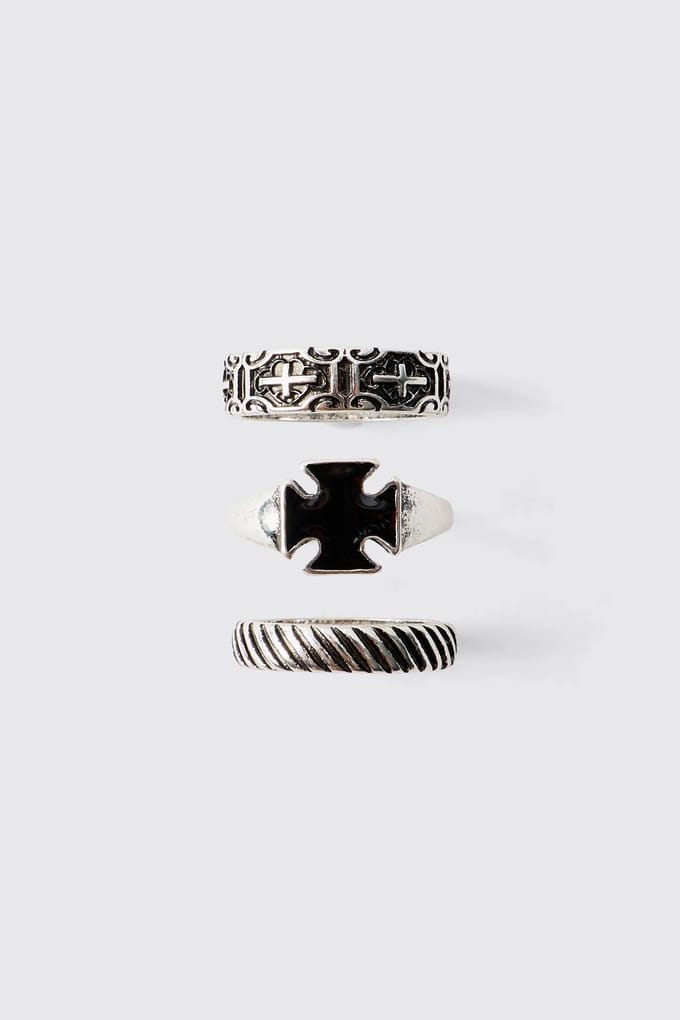3 Pack Zilveren Ring | Silver | Size Small/Medium