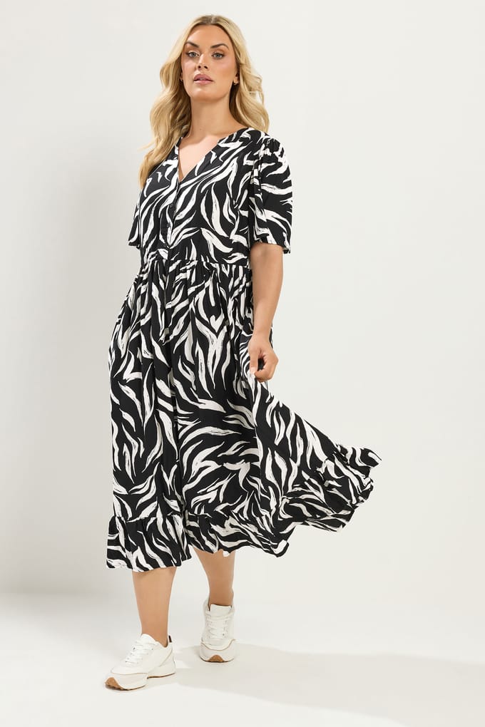 Yours Zwarte Zebra Maxijurk Size 38