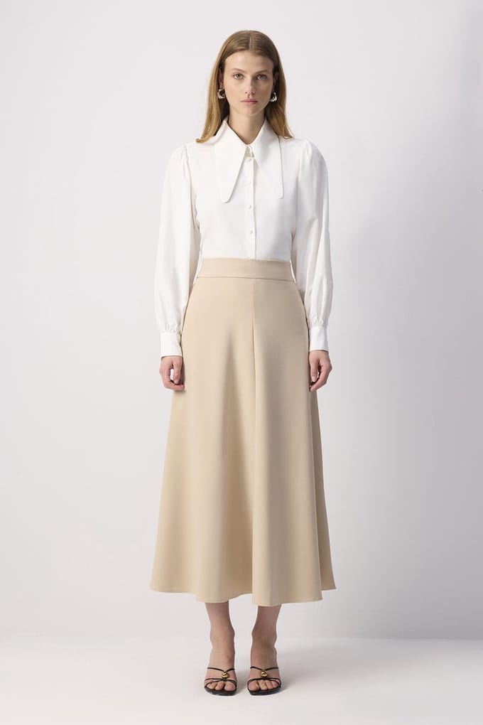 Touché Privé - Crêpe rok met volants - Beige - Dames