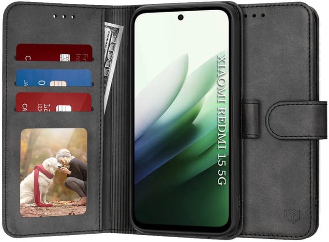 Hoesje geschikt voor Xiaomi Redmi 15 - Techsuit Diary Book Wallet Case - Zwart