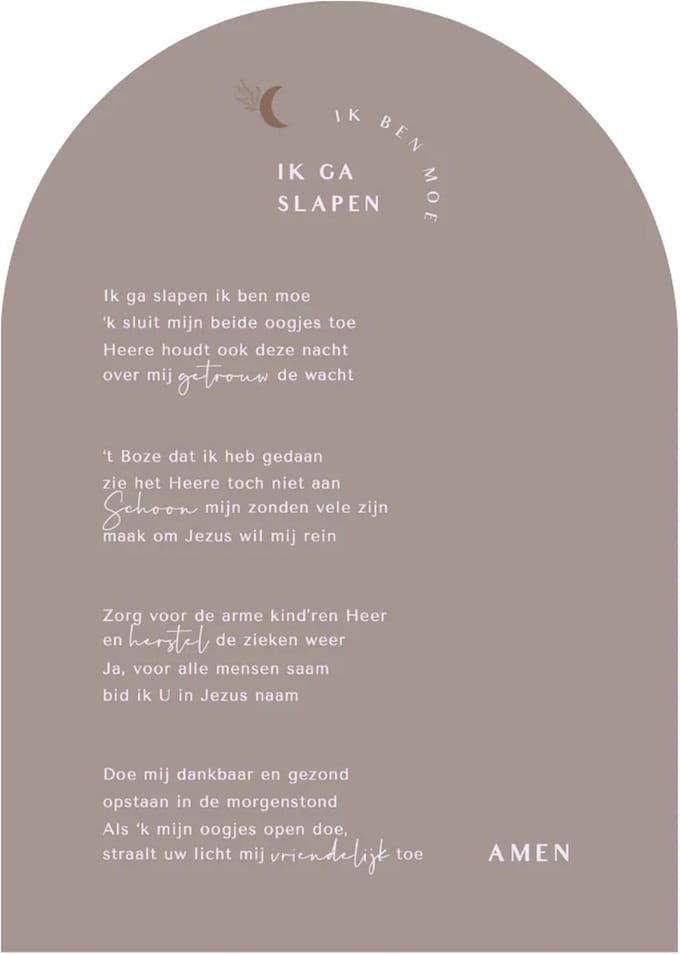 Poster A4 'Ik ga slapen, ik ben moe' oude versie op luxe papier - Taupe