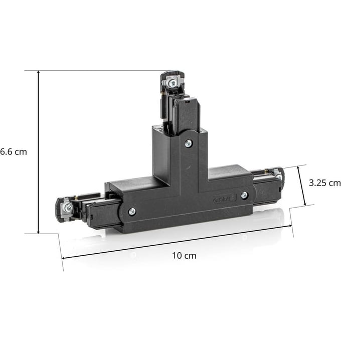GLOBAL T-verbinder Noa aardedraad buiten rechts, zwart