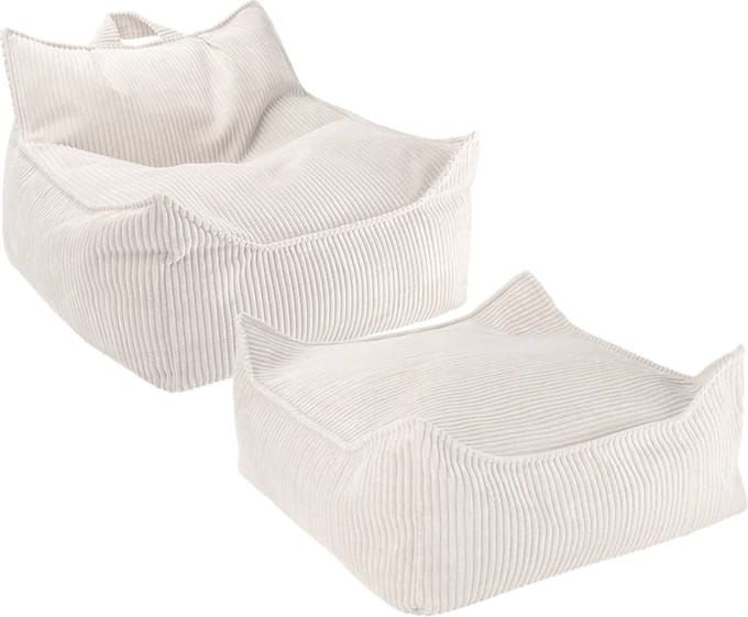 Wigiwama Beanbag Chair/Zitzak met Ottoman - Marshmallow