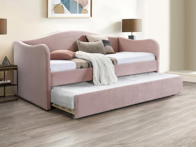 Vente-unique Bedbankje fluweel roze 90 x 190 cm