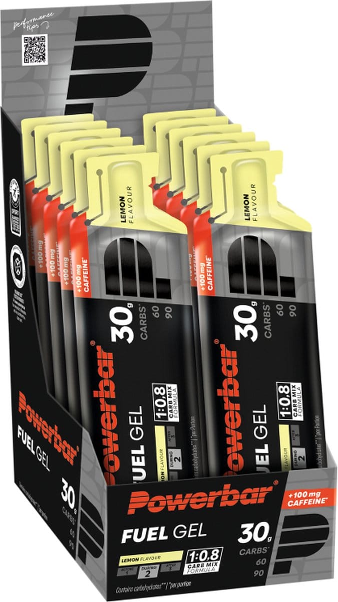 Powerbar Energiegel - Fuel Gel 30 - Lemon met cafeïne - 30 gr koolhydraten - 12 gels