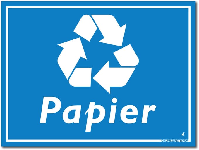 Papier recycling bord - Aluminium - 40 x 30 cm - Weerbestendig