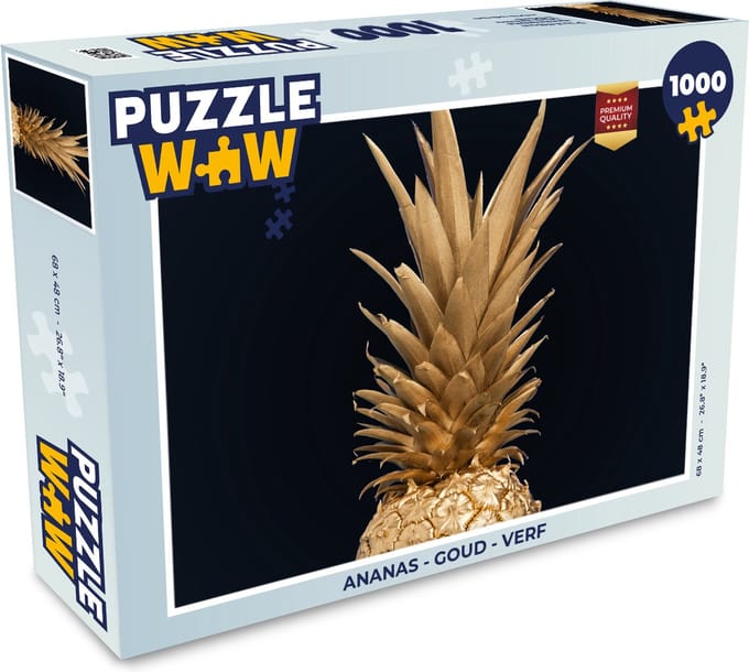 Puzzel Ananas - Goud - Verf - Zwart - Fruit - Luxe - Legpuzzel - Puzzel 1000 stukjes volwassenen