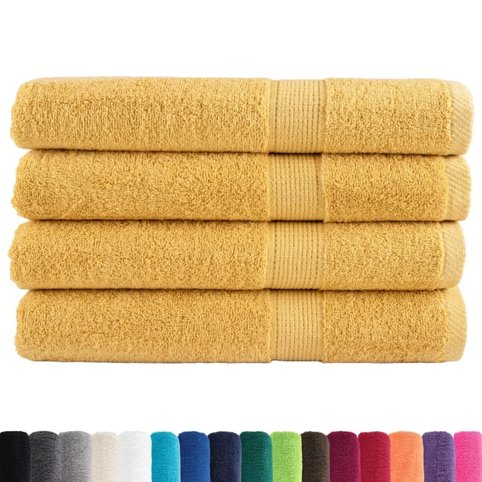 vidaXL - Handdoeken - SOLUND - 4 - st - 600 - g/m² - 100x200 - cm - goudkleurig