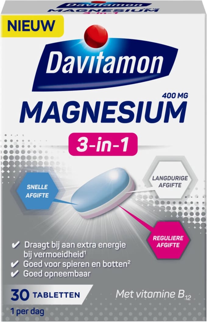 Davitamon - Magnesium 3 in 1 - 4 x 30 tabletten - Voordeelverpakking