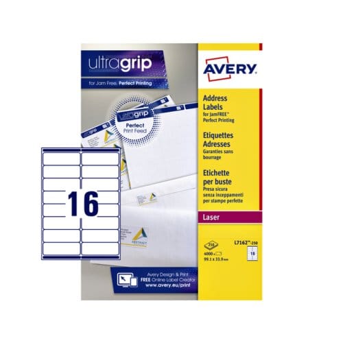 Etiket avery l7162-250 99.1x33.9mm wit 4000 Etiketten