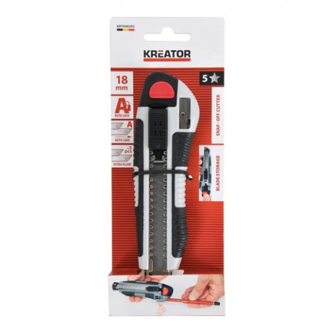 Kreator Breekmes KRTH00205 - Cuttermes automatisch laden - breedte 18 mm - incl 5 reservemesje - Zakmes, gereedschap