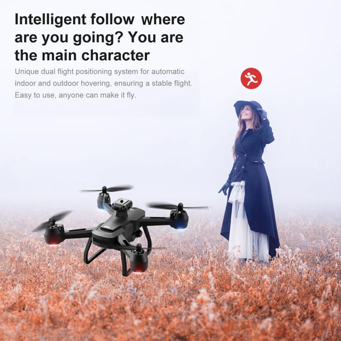 Mini drone télécommandé avec double caméra 6K, pliable et sans tête, avec évitement d'obstacles 2 Battery Dual Camera