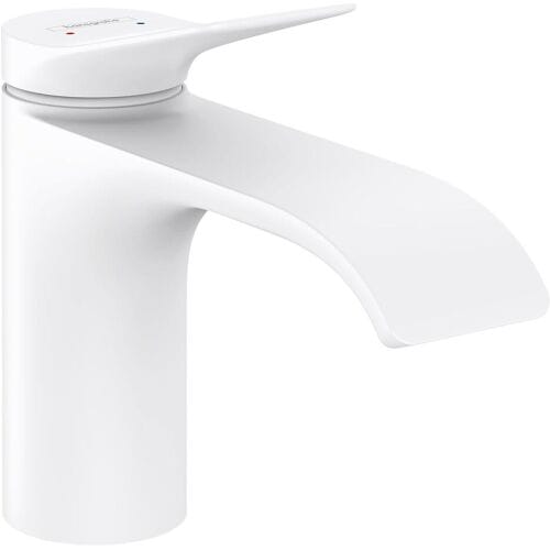 Hansgrohe VIVENIS 1 greeps wastafelkraan - 80 met trekwaste - mat wit