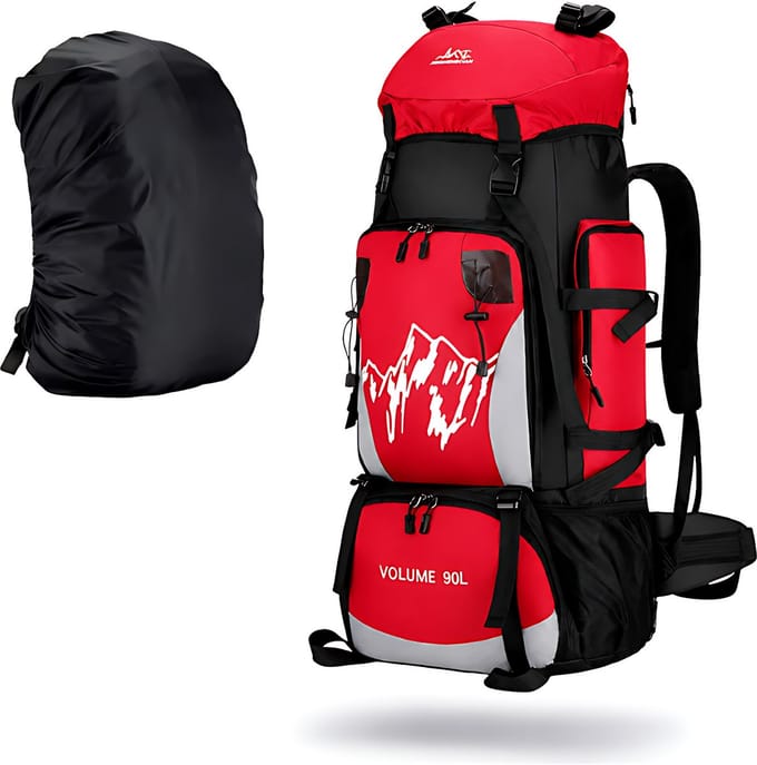 CarryQuest® 90L Outdoor Rugzak - Waterdichte Backpack voor Hiking, Camping & Backpacken - Rood