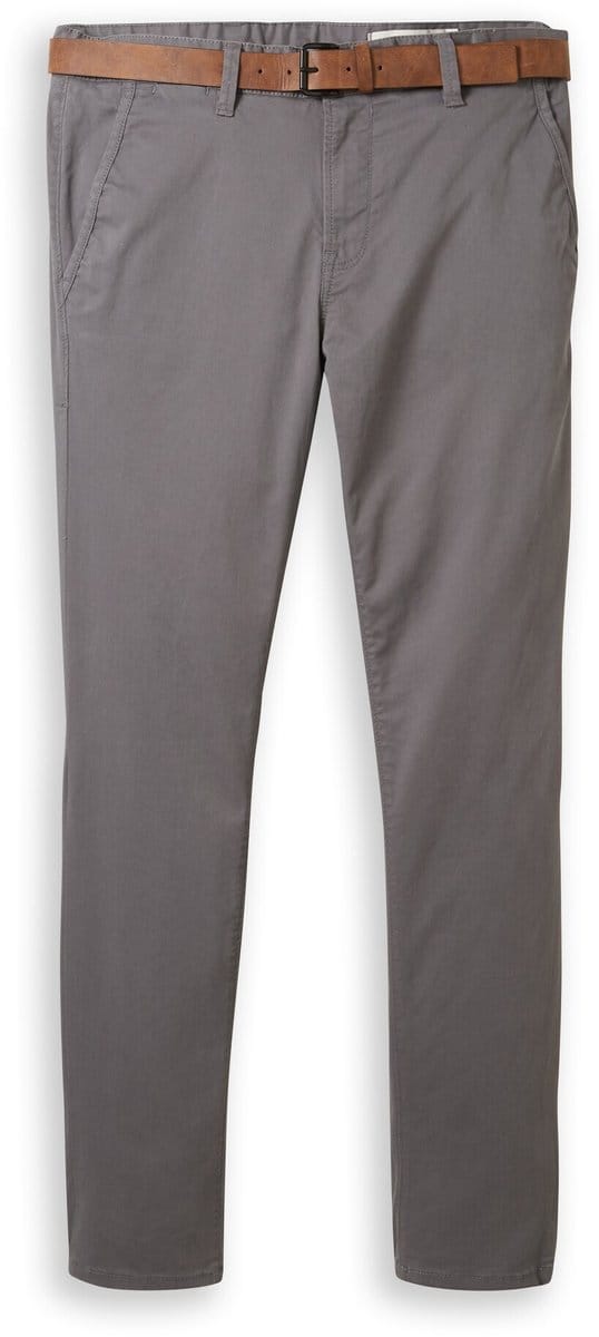 Tom Tailor Denim - Slim-fit chino met riem - Maat 30/34 - Castlerock Grey