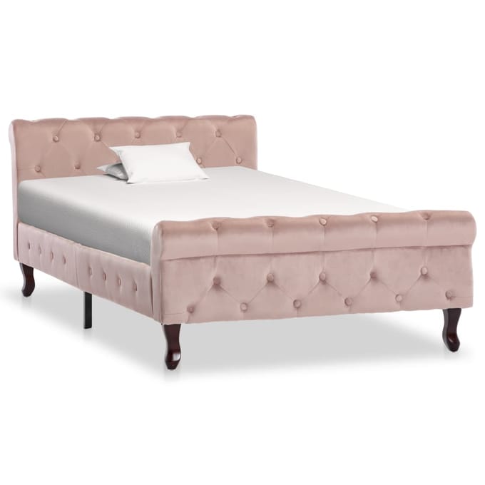 vidaXL - Bedframe - fluweel - roze - 100x200 - cm