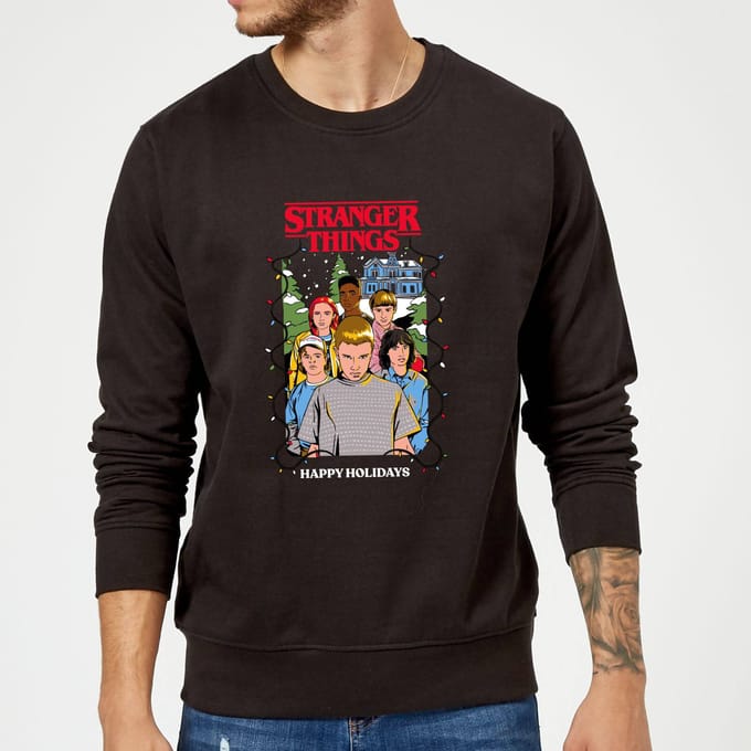 Stranger Things Happy Holidays Christmas Jumper - Black - L