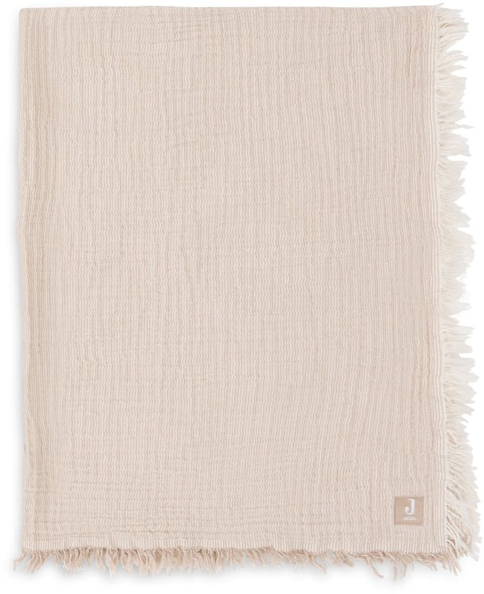 Jollein Winter Deken Ledikant 120x120cm Fringe Stripe Biscuit/Ivory GOTS
