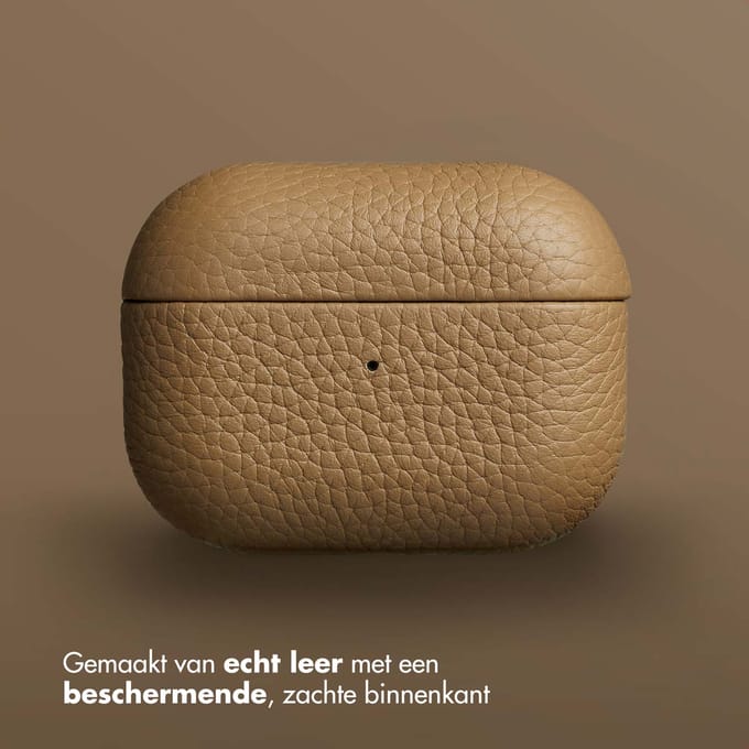 Accezz Echt Leren Case - Hoesje geschikt voor AirPods Pro - Taupe