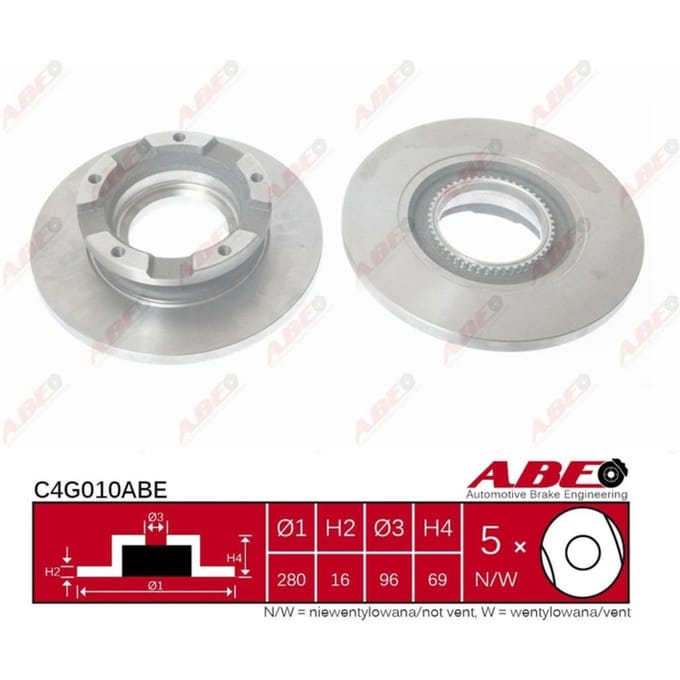 Remschijf ABE C4G010 achter, volledig, 1 Stuk