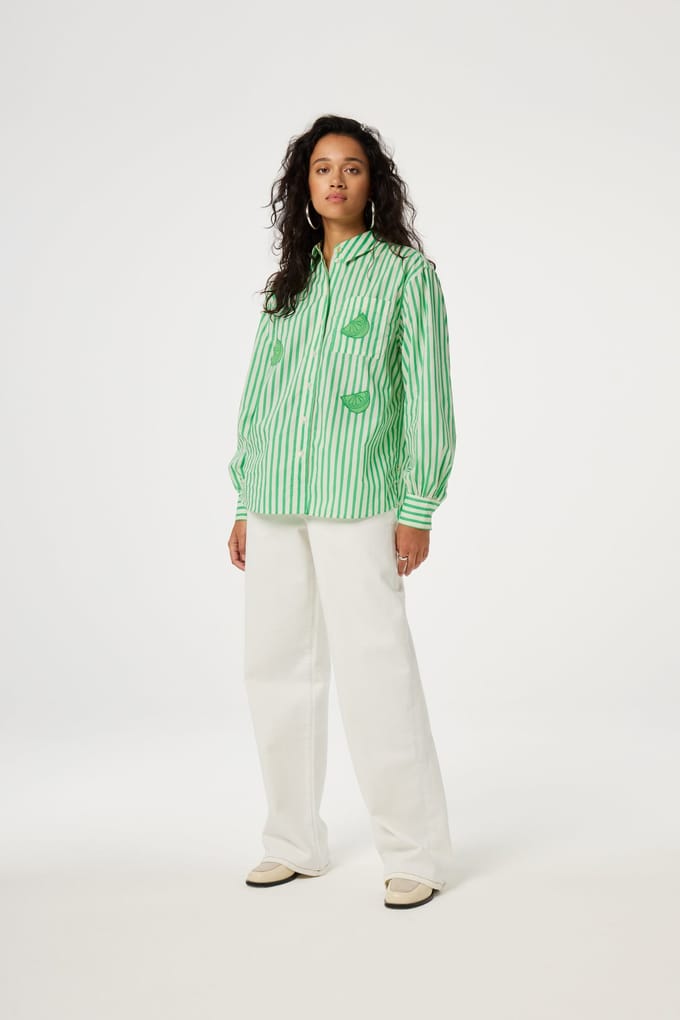 Fabienne Chapot Alex Blouse Warm White/green App Maat: 34 | Overhemden Outlet | Dames | Groen