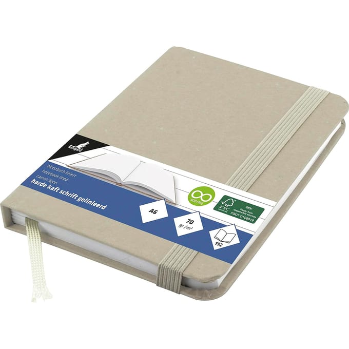 Kangaro notitieboek - A6 - lijn - 192 pagina's - 70 grams - harde kaft - elastiek - kraft