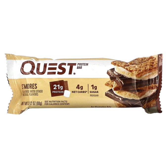 Quest Nutrition, Eiwitreep, S'mores, 4 repen, 60 g (2,12 oz) elk