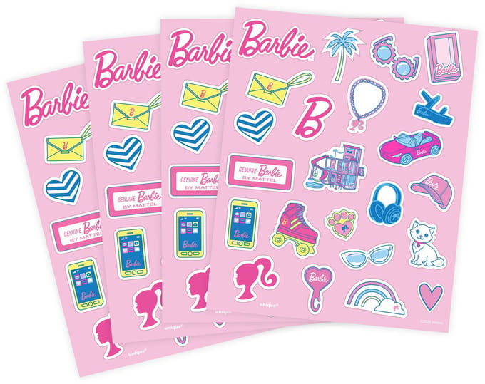UNIQUE - Set van 4 vellen Barbie stickers