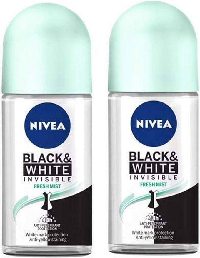 Nivea Black & White Invisible Roll'on Deo Fresh Mist - 2 x 50 ml