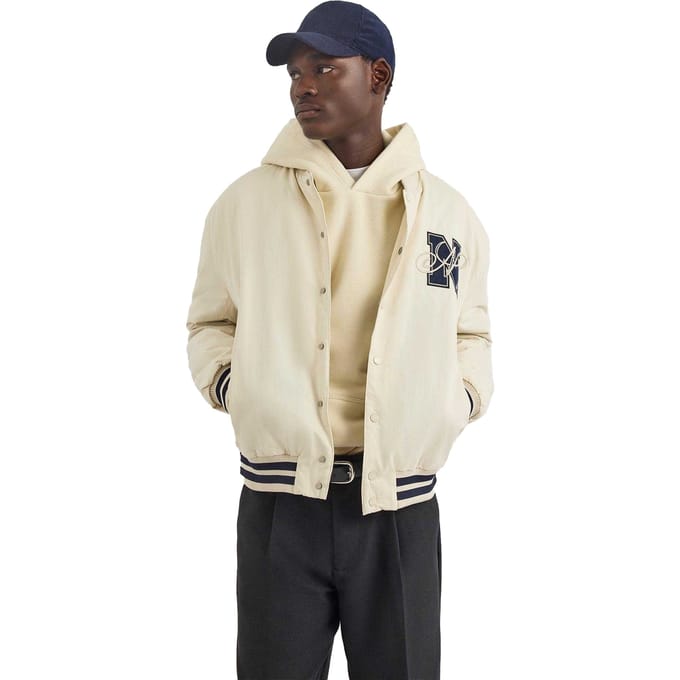 Nautica Heren Dreman Letterman Jas (Ivoor)