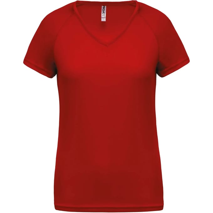 PROACT® Dames sport-t-shirt V-hals PA477 - Red - S