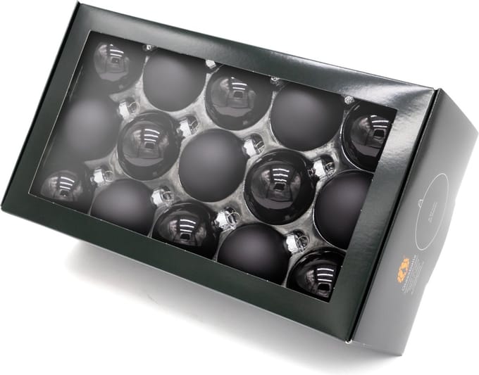 Muntel® Kerstballen Glas - 30 Stuks - Mix - Glas - Mat - Glans - Zwart