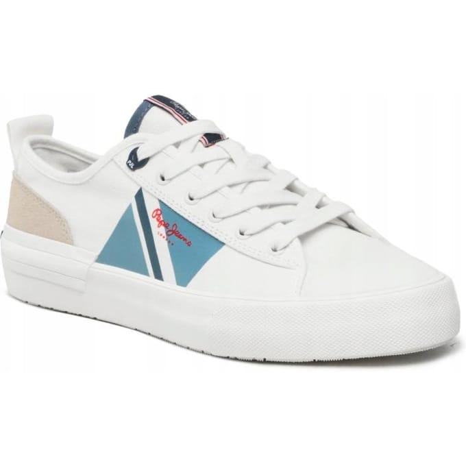 Pepe Jeans Allen Flag - Sneakers - Wit - Maat 45 - Leren Bovenkant