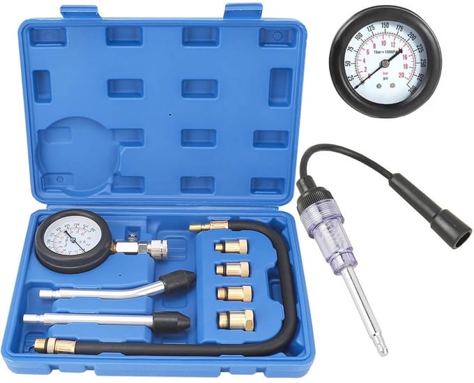 Compressietester en Bougietester Set voor Motorfietsen en Auto's – 9 Stuks
