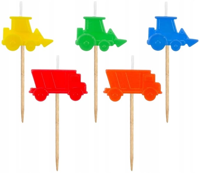 Bouwvoertuig Kaarsen Set (5 stuks)