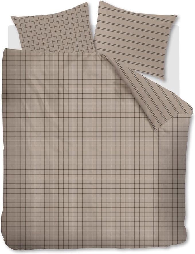 vtwonen Grid dekbedovertrek - Tweepersoons - 200x200/220 - Zand