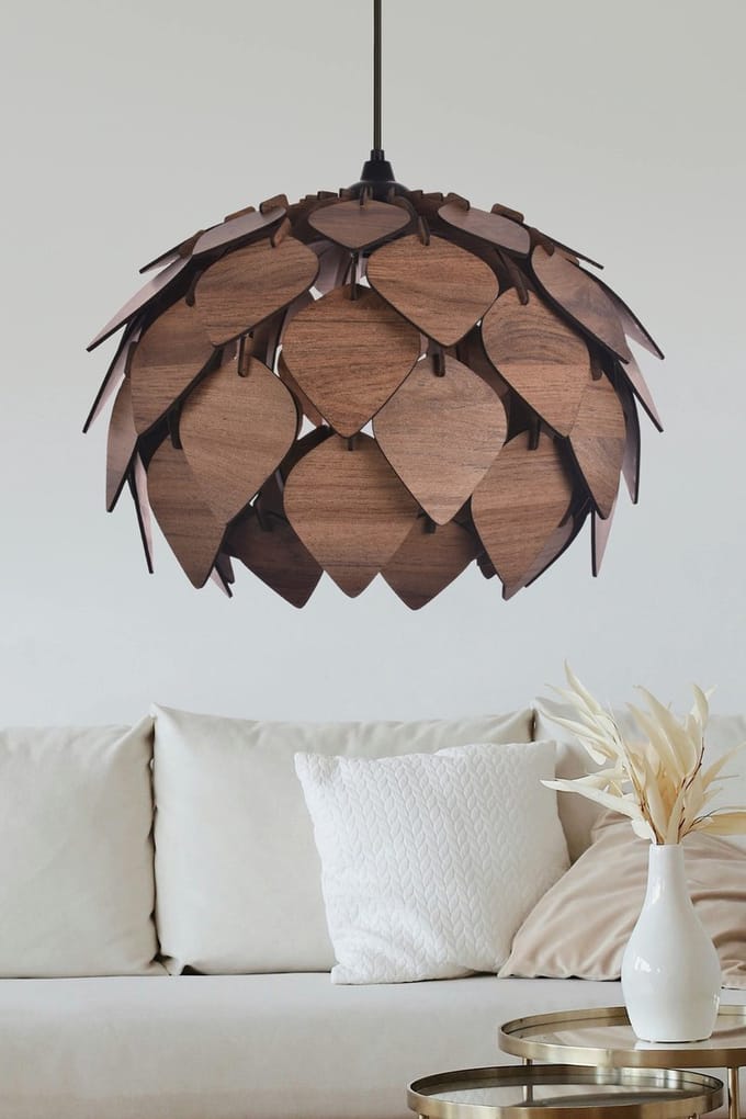Asir - Kroonluchter - Bruin - MDF-behuizing - 46 x 32 x 6 cm