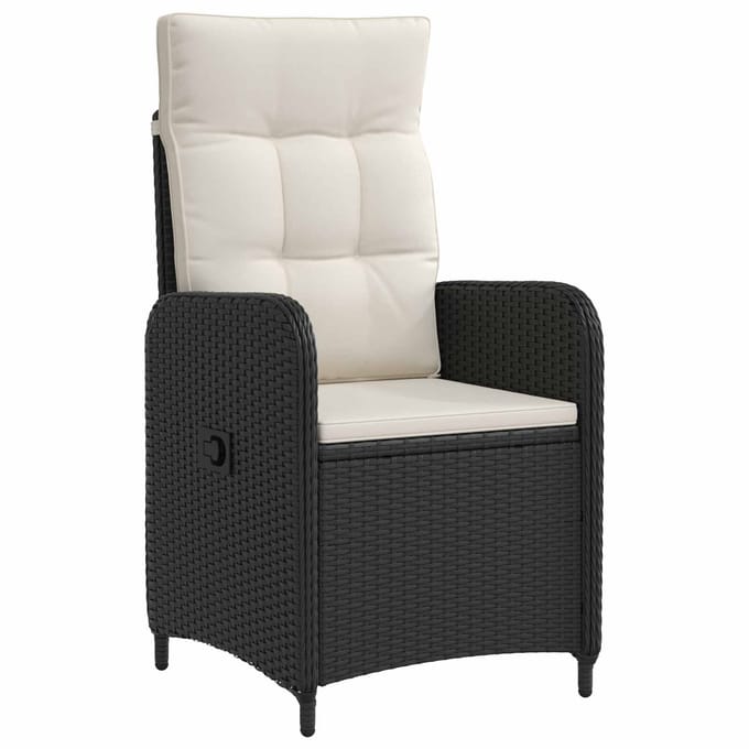 vidaXL - Buiten - Eettafel - Set - 9 - st - Zwart - en - Crème - Wit - poly - rattan