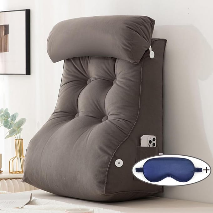 Rugsteunkussen - Leeskussen - Ontspannen in bed - Ergonomische ondersteuning - 55x60x30cm - Geel