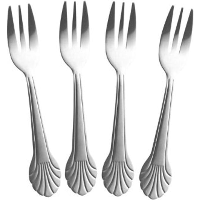 Rice gebaksvork met schelp, rvs zilver, set van 4