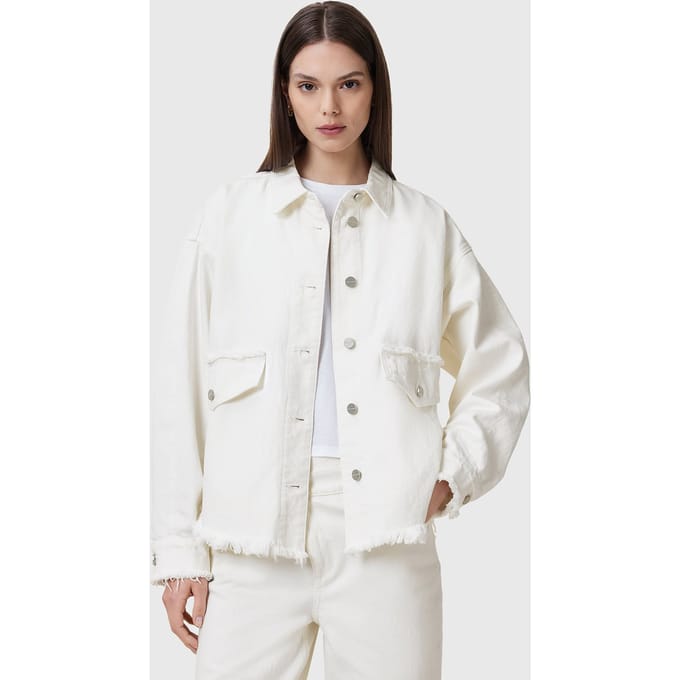 AllSaints Hettie Fray Shacket Off White Taglia: L | Sovracamicie Outlet | Donna | Bianco